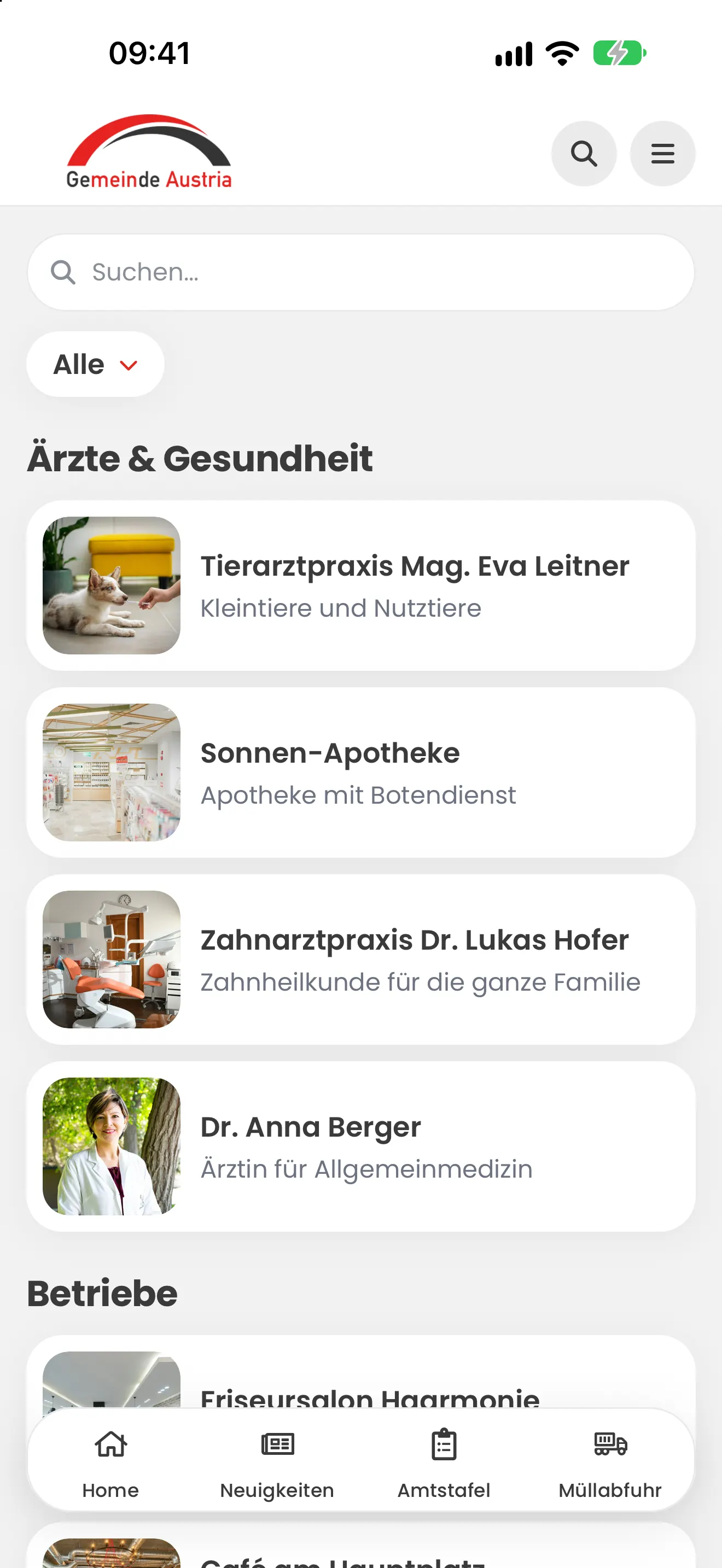 Gemeinde Austria App: Ärzte & Gesundheit