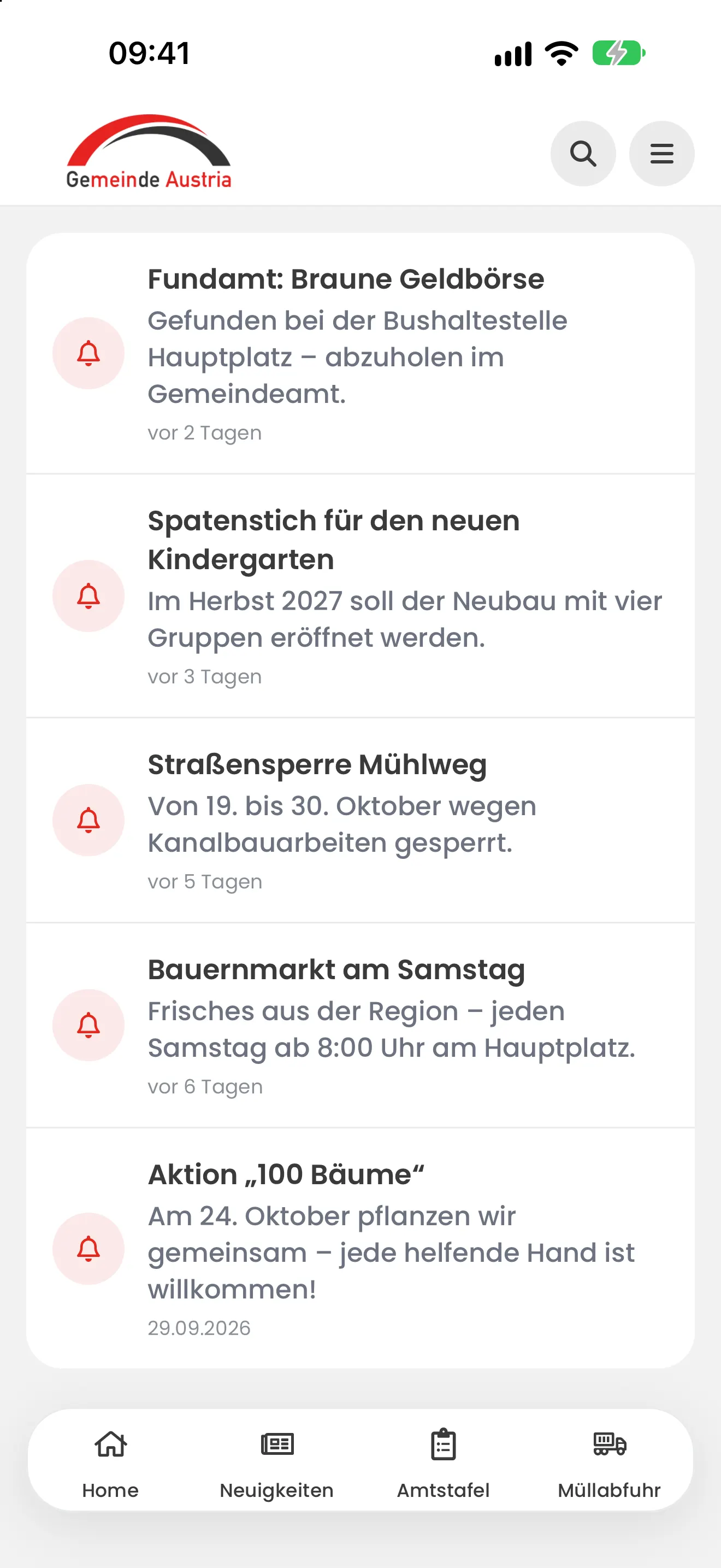 Gemeinde Austria App: Postfach