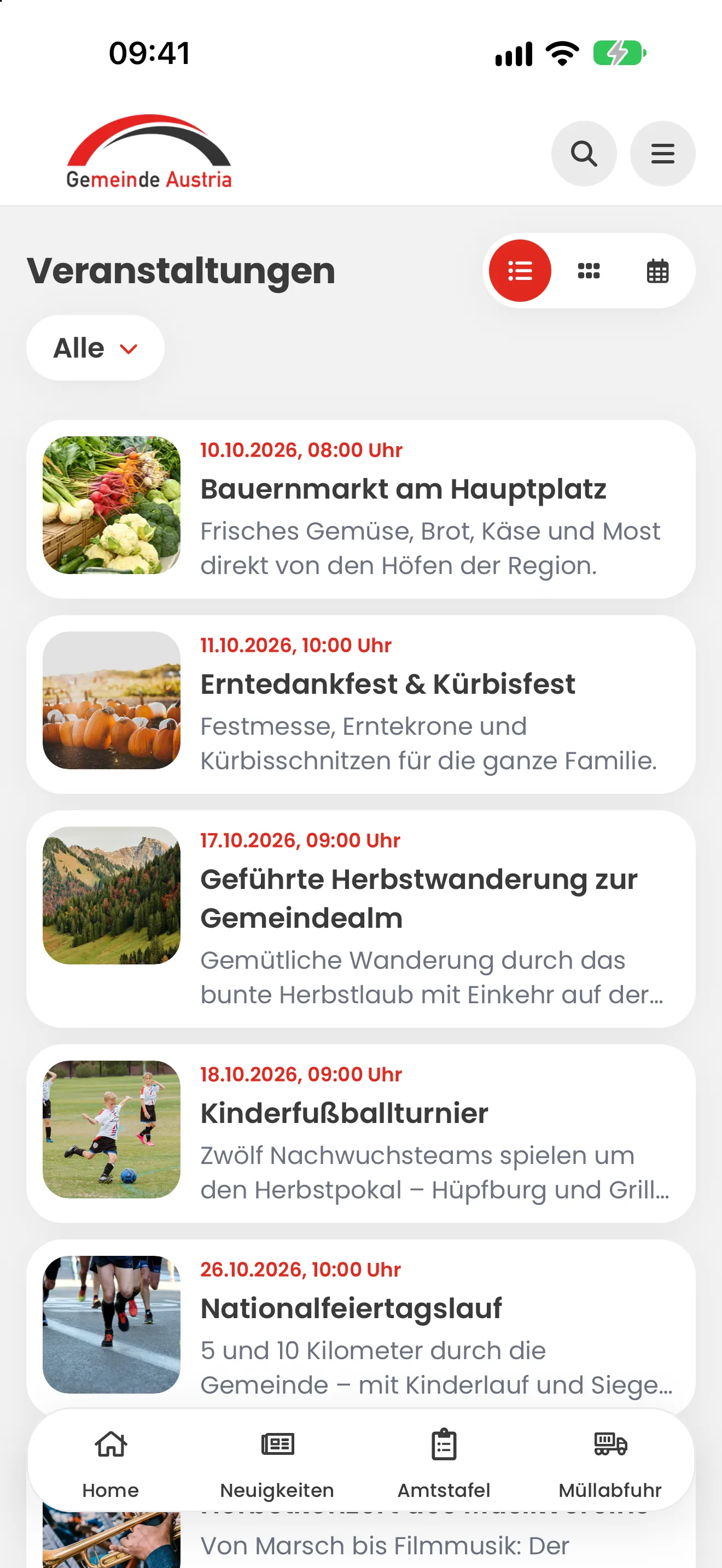 Gemeinde Austria App: Veranstaltungskalender